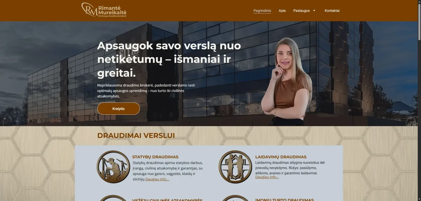 Rimantė Mureikaitė website screenshot