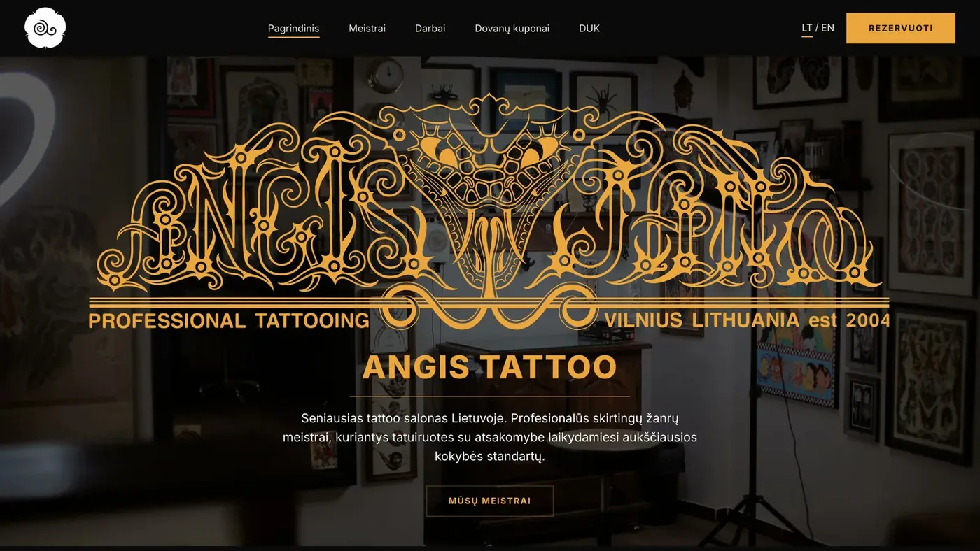 Angis Tattoo website screenshot