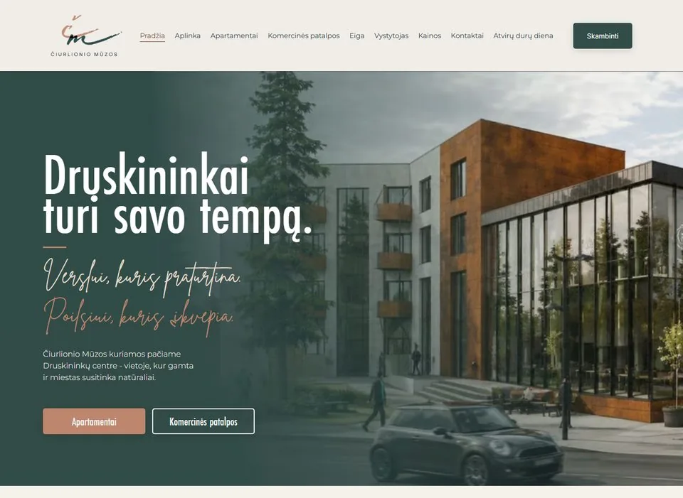 Čiurlionio Mūzos website screenshot