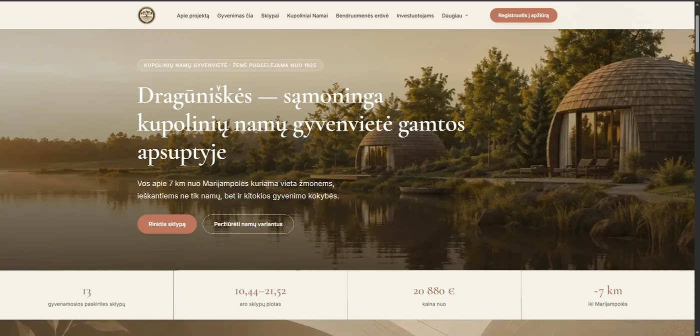Dragūniškės website screenshot