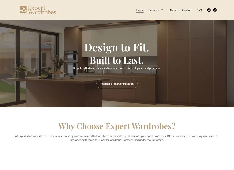 Expert Wardrobes website screenshot