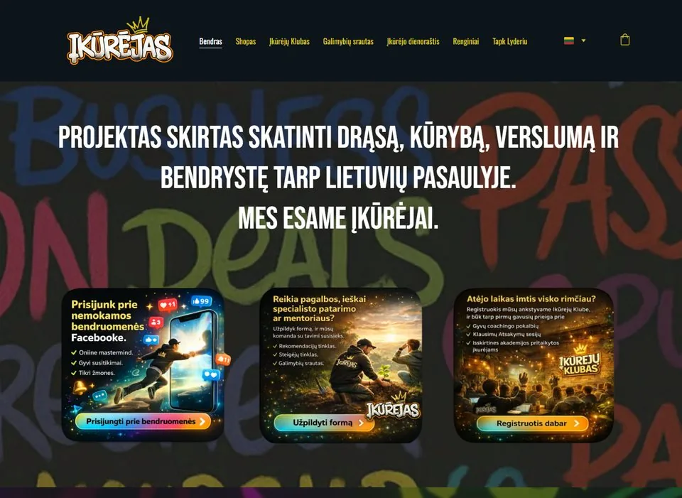 Įkūrėjas.lt website screenshot