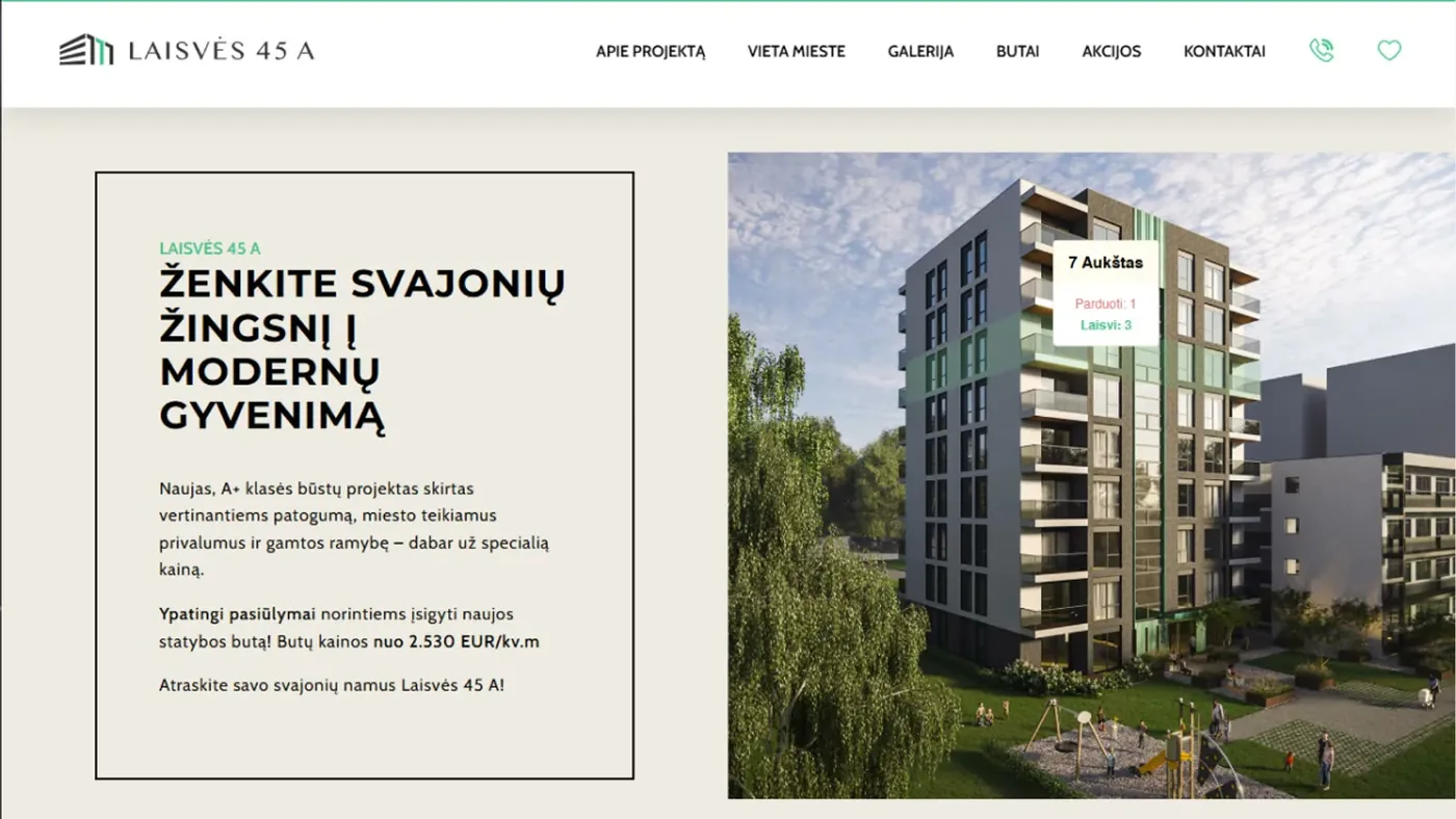 Laisvės 45a website screenshot