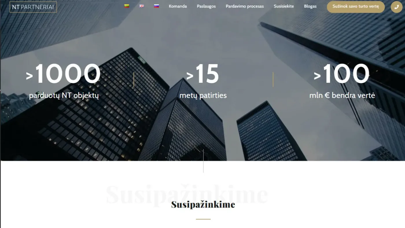 NT Partneriai website screenshot