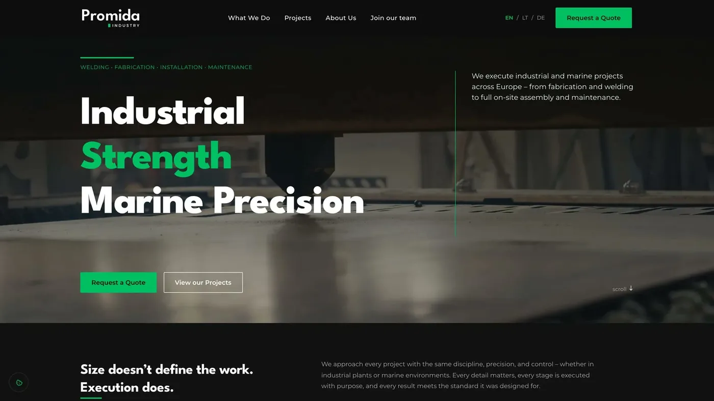 Promida Industry website screenshot