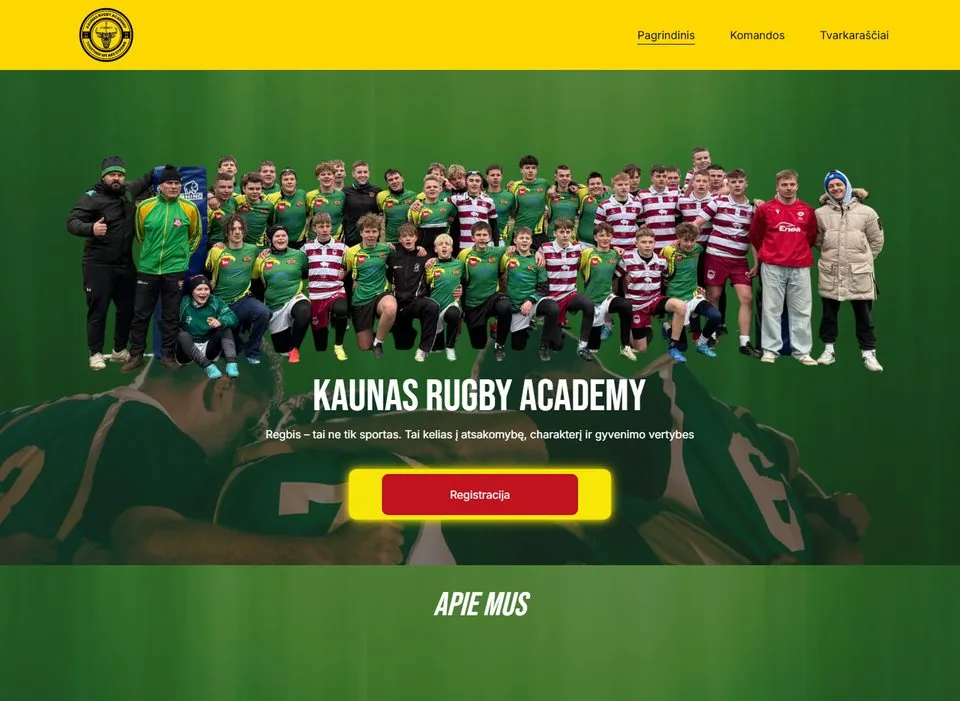 Kauno Rugby website screenshot
