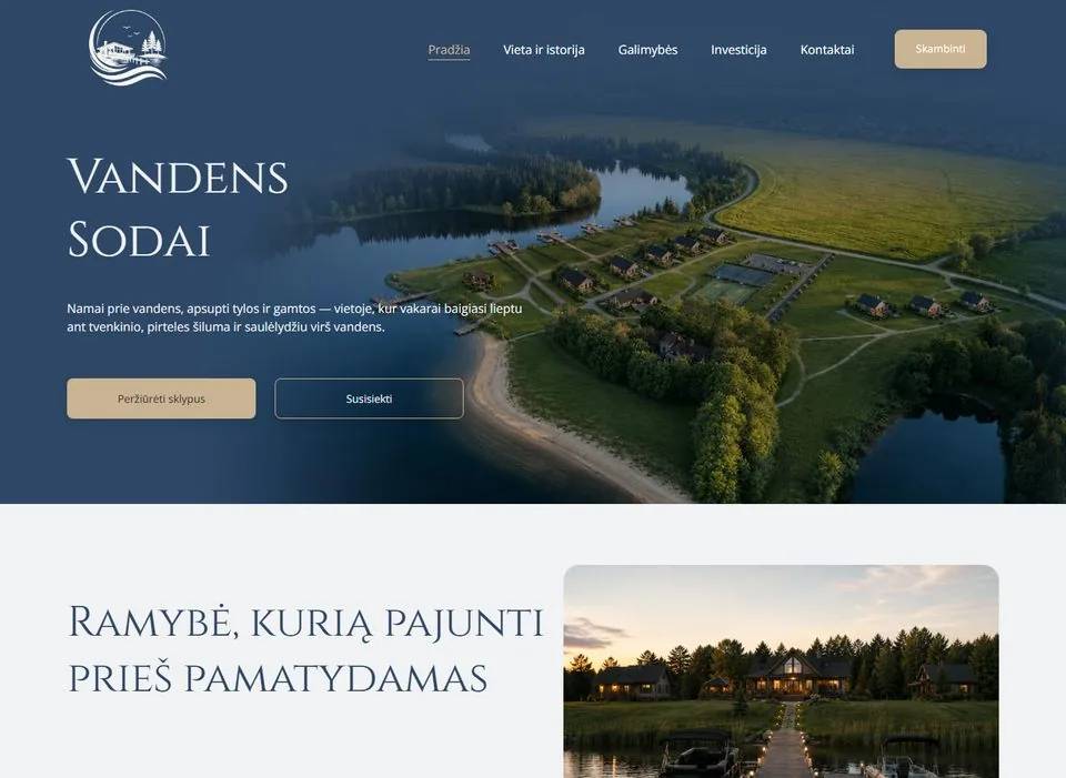 Vandens Sodai website screenshot