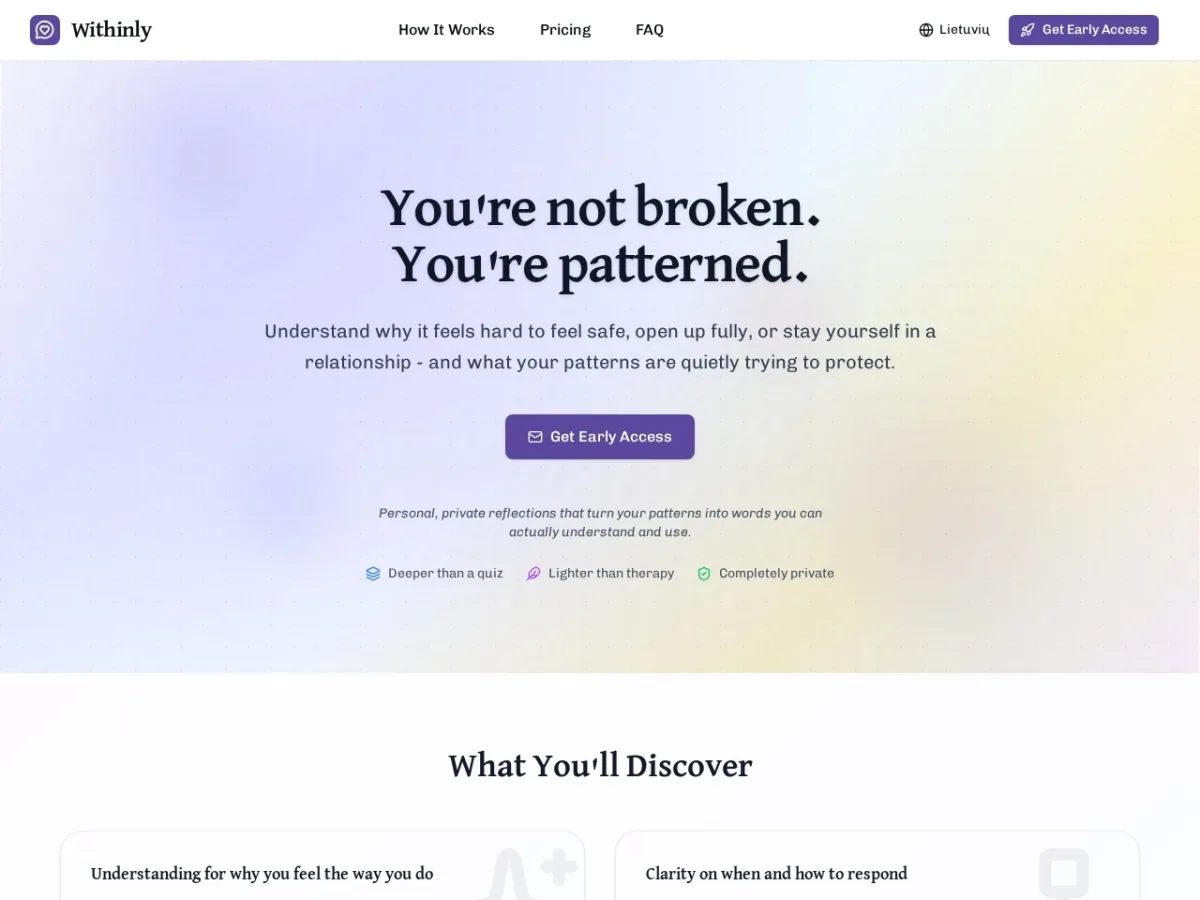 Withinly website screenshot